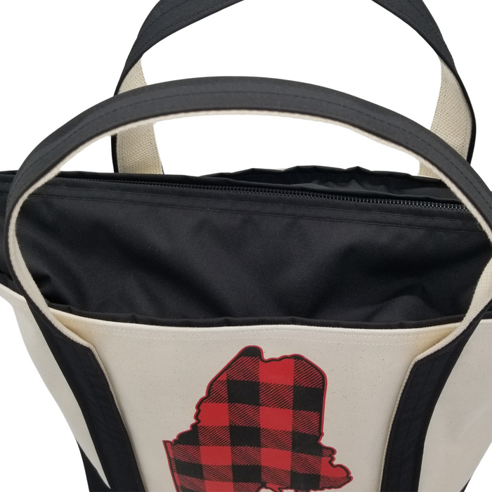 ME Buffalo Plaid Large Tote Bag With Zipper Top