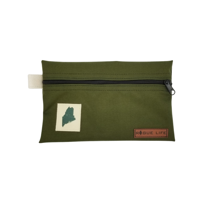 ME State Large Zipper Pouch /w Leather Patch