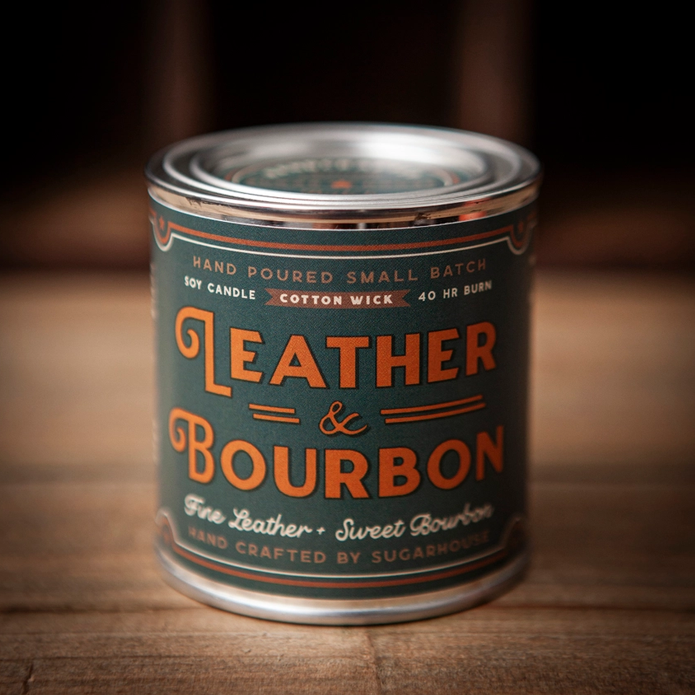 Leather and Bourbon 8oz Paint Can Candle