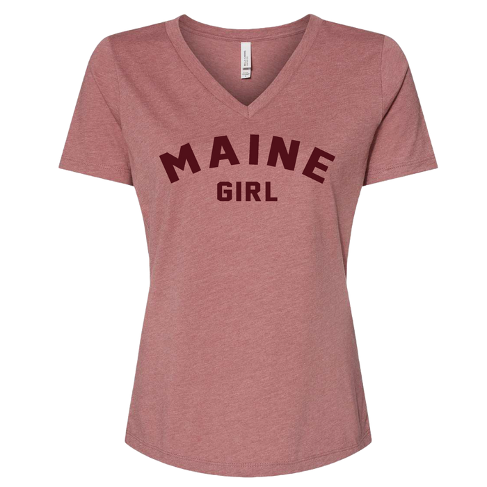 Maine Girl Color Text V-Neck T-Shirt