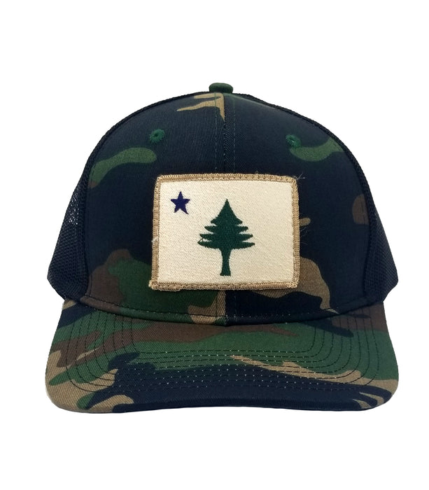 ME Flag Patch Camo Trucker Hat