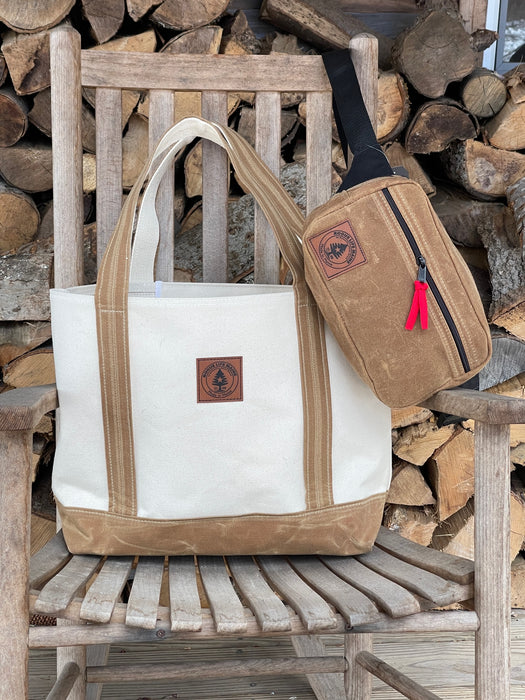 Tan Wax Canvas Large Tote Bag