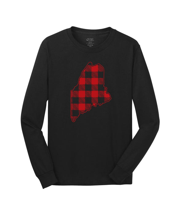 Youth Buffalo Plaid ME State Long Sleeve